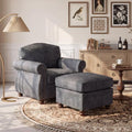 Traditional Accent Chair with Storage Ottoman, Dark Gray by LANDASSYHOME
