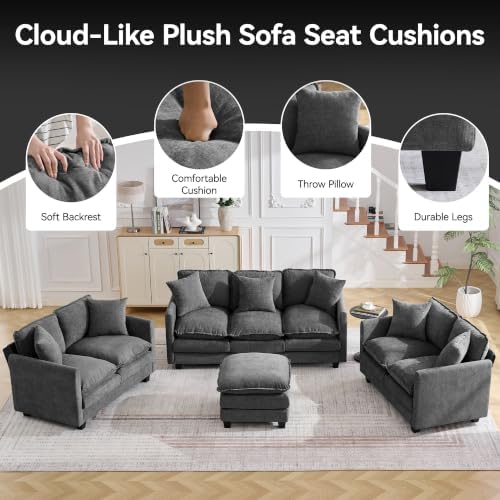 Cloud 3 Pieces Sofa Set, 2+2+3 Seater Couch, Modern Sofas Sets - Image 6