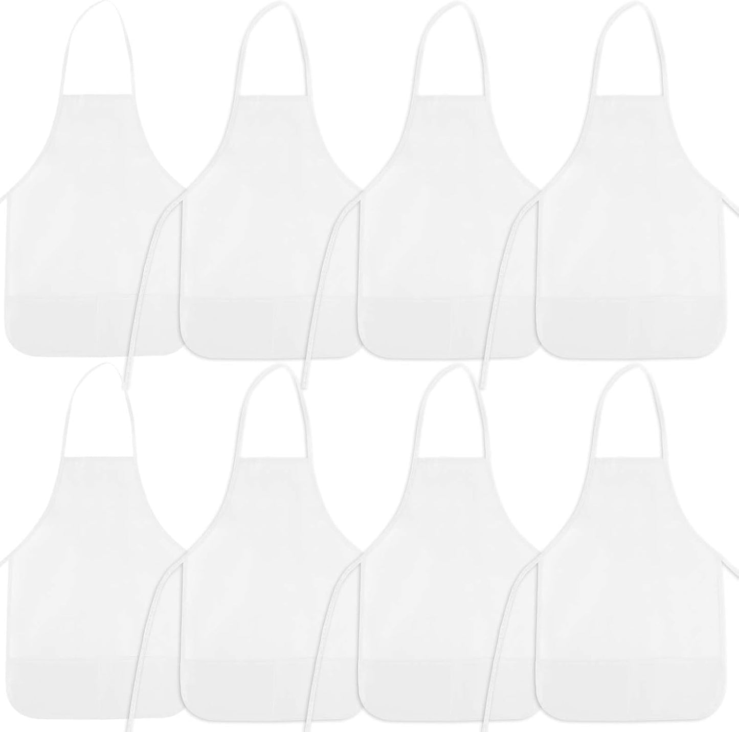 8 Pcs Kids Apron Painting Aprons for Kids Art Smocks Paint Apron Bulk for Painting Classroom Activity Kitchen Crafts Party Supplies(White)