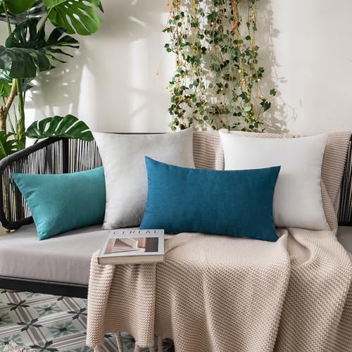MIULEE Decorative Outdoor Pillow Covers Euro Waterproof 22x22 Blue - Image 5