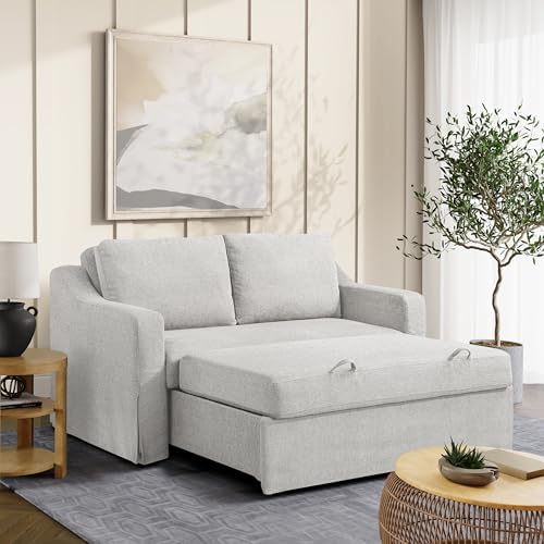 Serta Hawthorne 66.1" Slipcovered Convertible Sleeper Loveseat, Full Size - Image 6