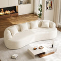 Modern Curved Couch, Oversized 4 Seater Boneless Chenille Sofa, Cream White by DAMAIFROMFURNITURE