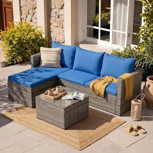 JAMFLY 3-Piece All-Season Wicker Patio Sectional Sofa Set by JAMFLY