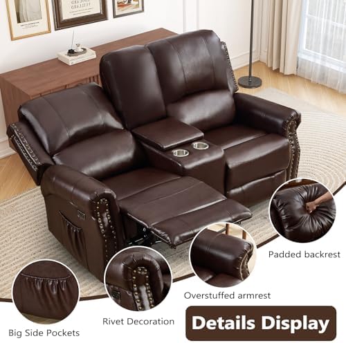 HAOMARKETS Faux Leather Power Loveseat Recliner Sofa - Image 5