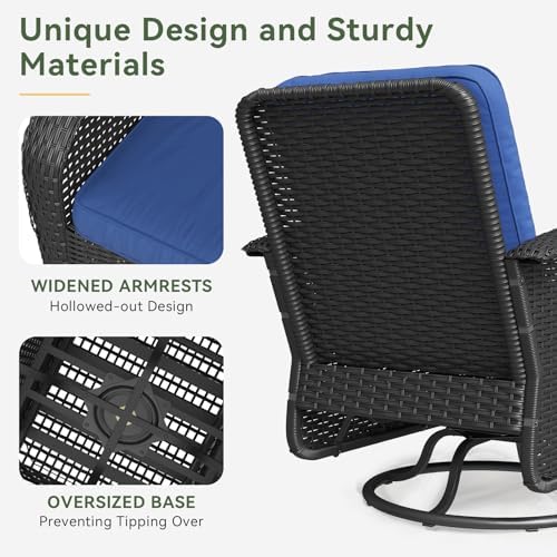 Aoxun 3 Pieces Patio Furniture Set, Patio Swivel Rocker Chairs Set of 2 - Image 5