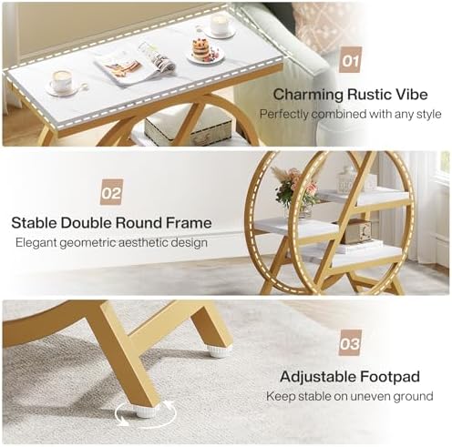 Tribesigns End Table for Living Room, 3-Tier Faux Marble Side Table - Image 6