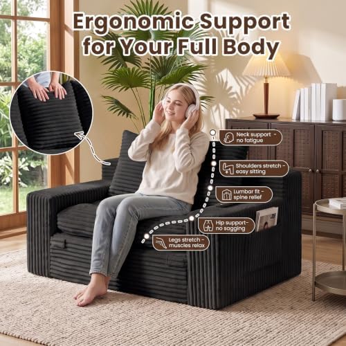 Boneless Couch, 4-in-1 Convertible Sofa Bed, Boneless Loveseat Sleeper - Image 6