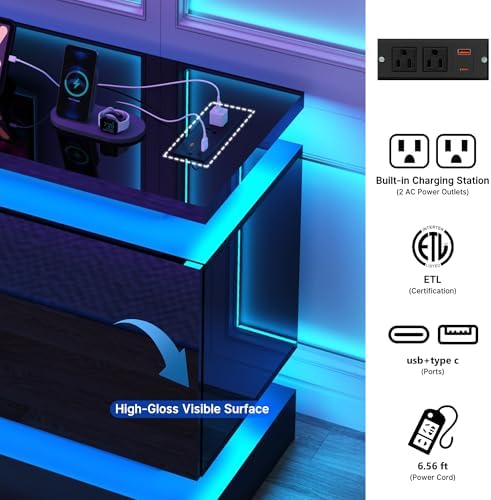chartustriable 81IN LED TV Stands w/50 inch Fireplace Power Outlet - Image 5