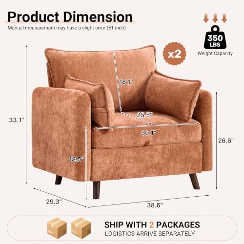 Set of 2 Oversized Accent Chair - Image 2
