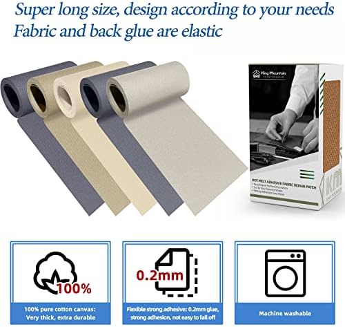 KING MOUNTAIN Canvas Iron on Patch, Waterproof 100% Cotton Fabric Repair Patch - Image 3