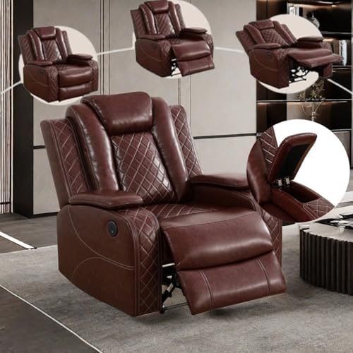 Power Recliner Set with LED Lights, Air Leather Reclining Set with USB - Image 5