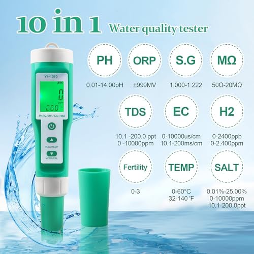 Hydrogen Water Tester 10 in 1 Resistivity/Fertility/H2/pH/TDS/EC/ORP/S.G/Salt/Te - Image 2