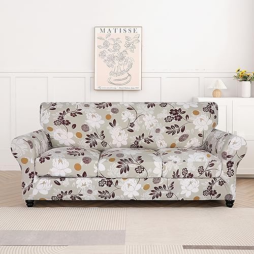 SearchI Stretch Sofa Cover Printed Couch Cover, Floral Pattern 4 Pieces Sofa - Image 5