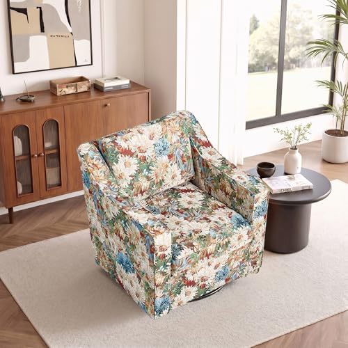 Swivel Accent Chair, Fabric Armchair - Image 2
