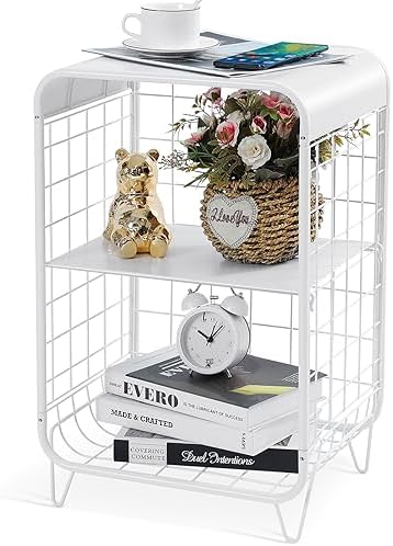 APEXCHASER Cute Nightstand, 3 Tier Metal Side Table by APEXCHASER