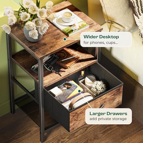 Huuger Night Stand with 2 Drawers, Bed Side Table with Open Shelf - Image 6