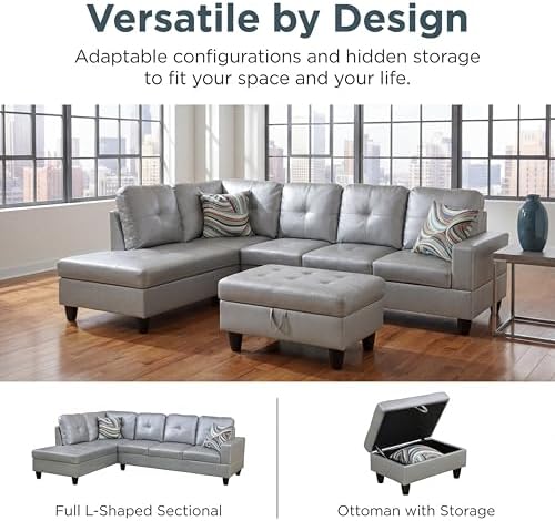 Faux Leather Sectional Couches for Living Room - Image 6
