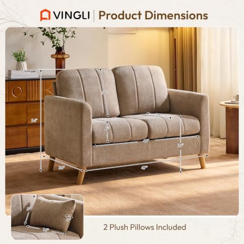 VINGLI 47.2" Tufted Chenille Loveseat, 7.9" Thick Padded Back - Image 3