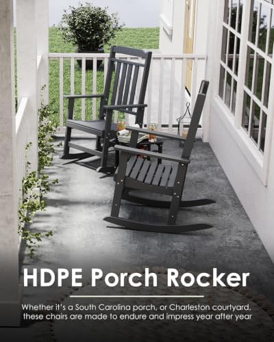 GREENVINES Outdoor Rocking Chairs Set, 2 Rockers w/ 1 Side Table - Image 4