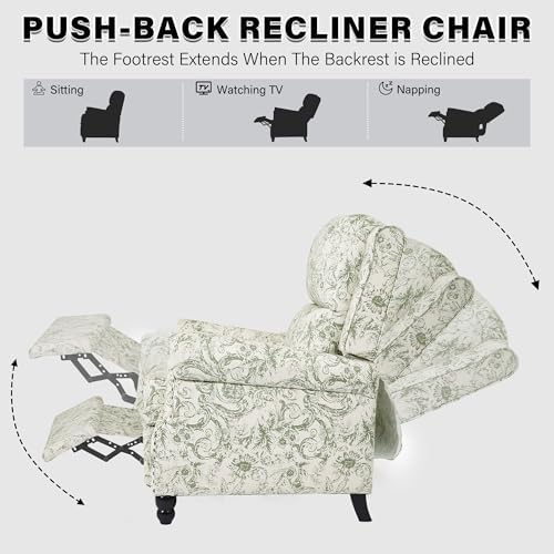 Rococo Pushback Recliner Chair, Fabric Overstuffed Armchair - Image 4