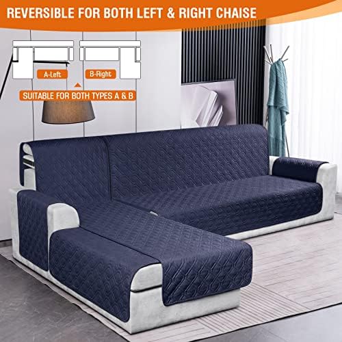 VANSOFY Sectional Couch Covers, L Shaped Sofa Slipcover, Dark Blue - Image 2