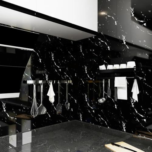 Glossy Black Marble Contact Paper - Image 3