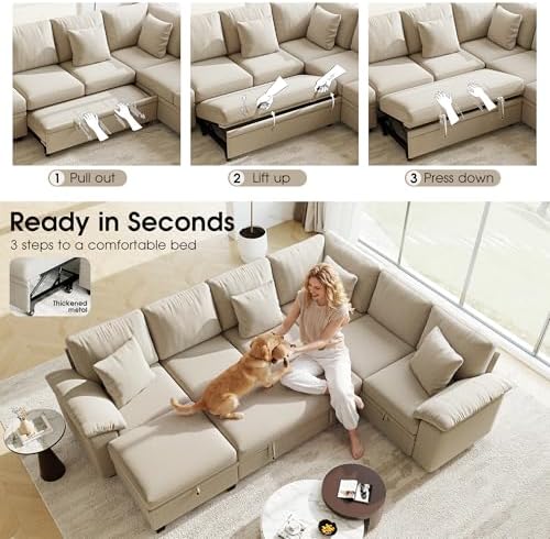 107.8" Modular Sectional Sleeper Sofa - Image 6