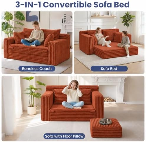 3-in-1 Convertible Sofa Bed: Boneless Loveseat Sleeper & Folding Couch Bed - Image 3