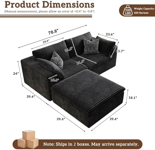 78.8" Cloud Couch Modular Sectional Sofa, Boneless Loveseat Deep Seat Couch - Image 2