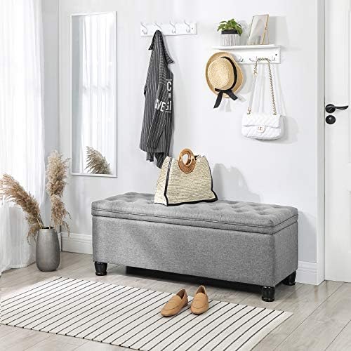 SONGMICS Storage Ottoman, 46.5 Inches Bedroom Bench, Solid Wood Legs - Image 4