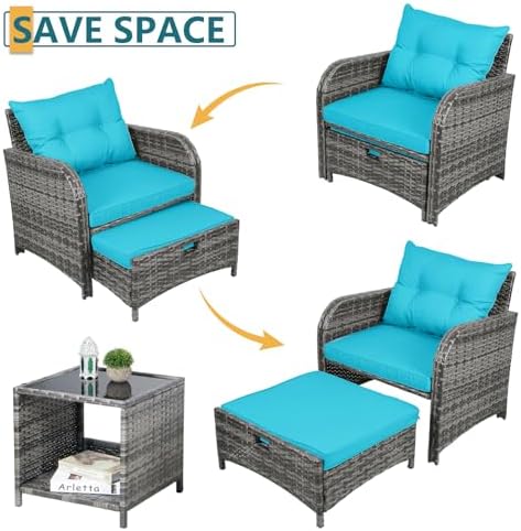5 Pieces PE Wicker Outdoor Chairs - Image 3