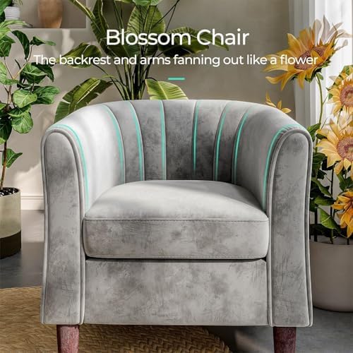 LINSY Accent Chair with Ottoman, Modern Barrel Chair Small Armchair Reading - Image 4