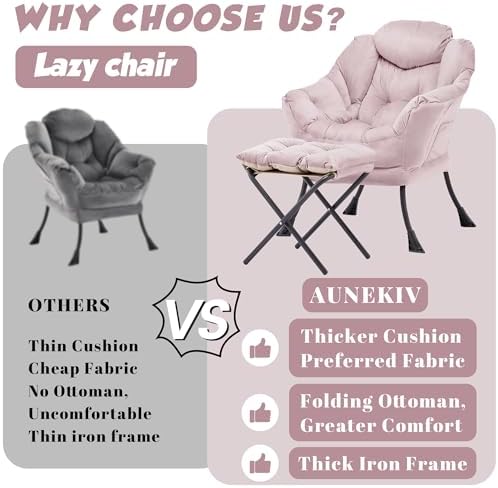 Lazy Chair with Ottoman, Comfy Reading Chair - Image 5
