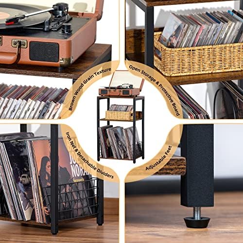 LELELINKY 3 Tier End Table, Record Player Stand - Image 4