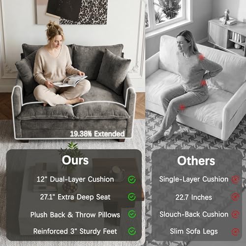 52'' Loveseat Sofa with Ottoman, Cloud Sofa Couch - Image 6