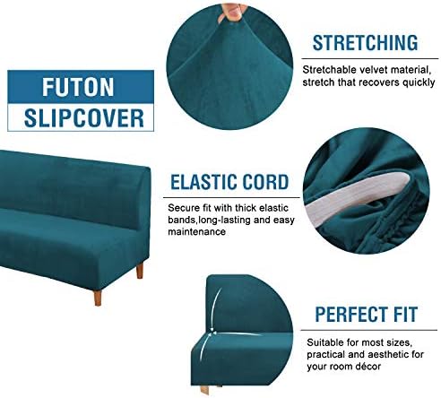H.VERSAILTEX Real Velvet Futon Cover Armless Sofa Covers Sofa Bed Covers - Image 2