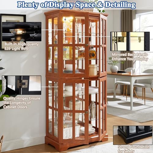 68" H Glass Curio Display Cabinet - Image 4