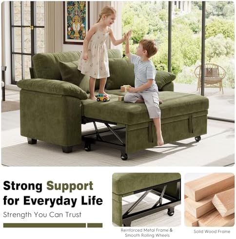 Ihanherry 61" Loveseat Sleeper Sofa, 2-in-1 Pull Out Couch Bed - Image 6