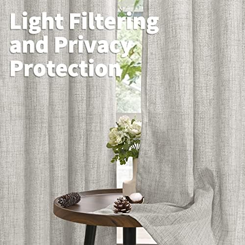 Light Grey Linen Semi Sheer Curtains 52x63 Inch Length - Image 3