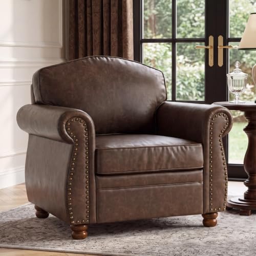Vintage Oversized Faux Leather Chair by LANDASSYHOME