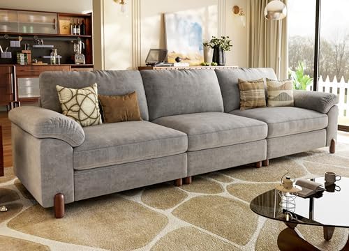 SITJOY Cloud Couch Sectional, 3 Seater Sofa, Chenille in Light Gray by SitjoyComfortableSitting