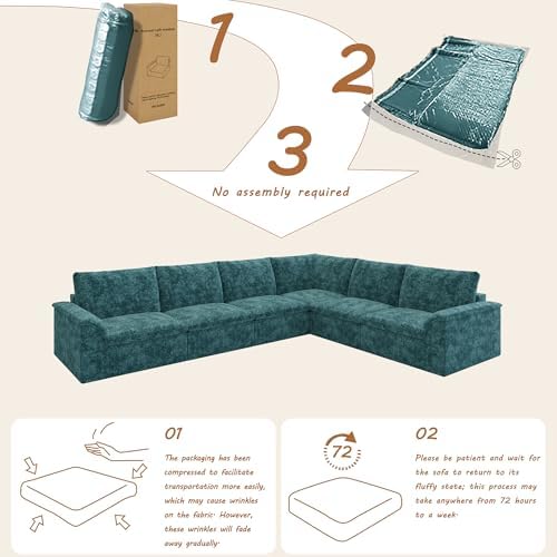 EASE MOOSE Cloud Couch Sectional, Boneless Couches - Image 3