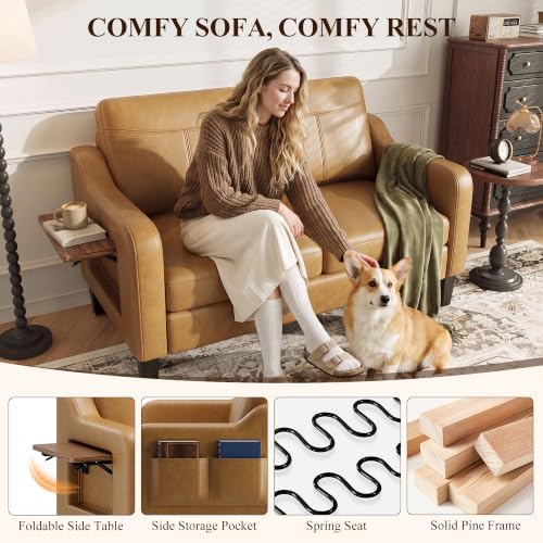 MALOL 51" Leather Loveseat Sofa - Image 4