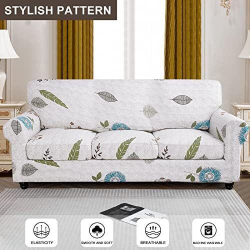 SearchI Stretch Sofa Cover Printed Couch Cover, Floral Pattern 4 Pieces Sofa - Image 2
