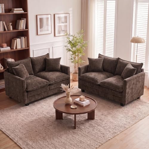 50'' Loveseat Sofa Set, Small Couch Set 2 Piece Cloud Love Seat by MUDANT