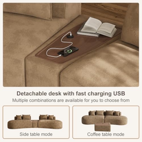 154" Oversized Sectional Sofa for Living Room, Modern Luxury Plush Chenille - Image 3