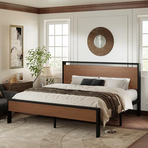Allewie King Size Bed Frame, Heavy Duty 12 Metal Slats Support - Image 3