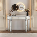 Silver Mirrored Console Table, Modern Luxury Entryway Vanity Desk Mirrored by Unknown