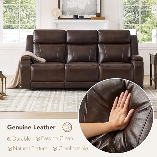 Watson & Whitely Genuine Leather Zero Gravity Power Reclining Sofa - Image 5