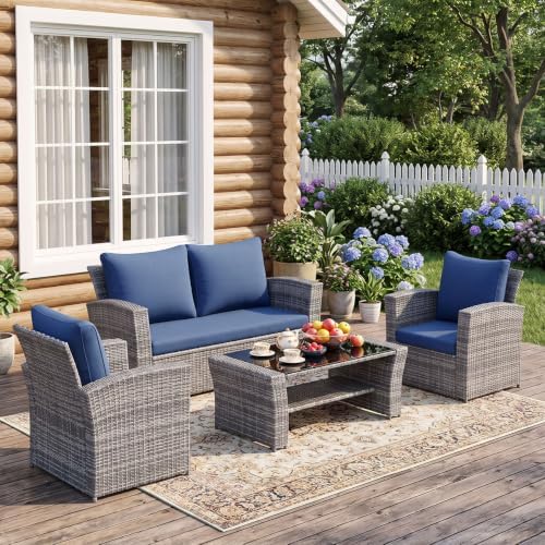 Wisteria Lane 4 Piece Outdoor Wicker Patio Furniture Set by WisteriaLane